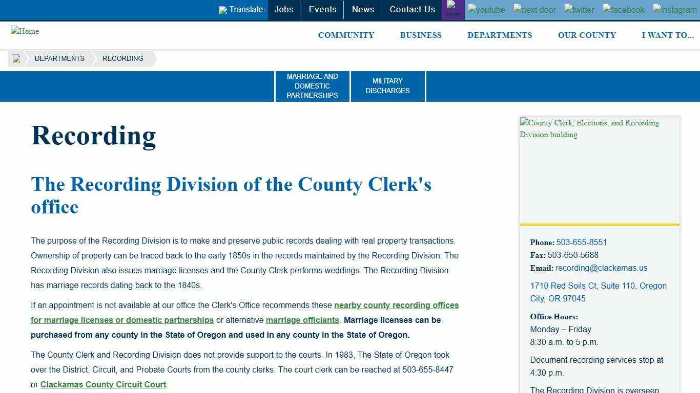 Recording Clackamas County