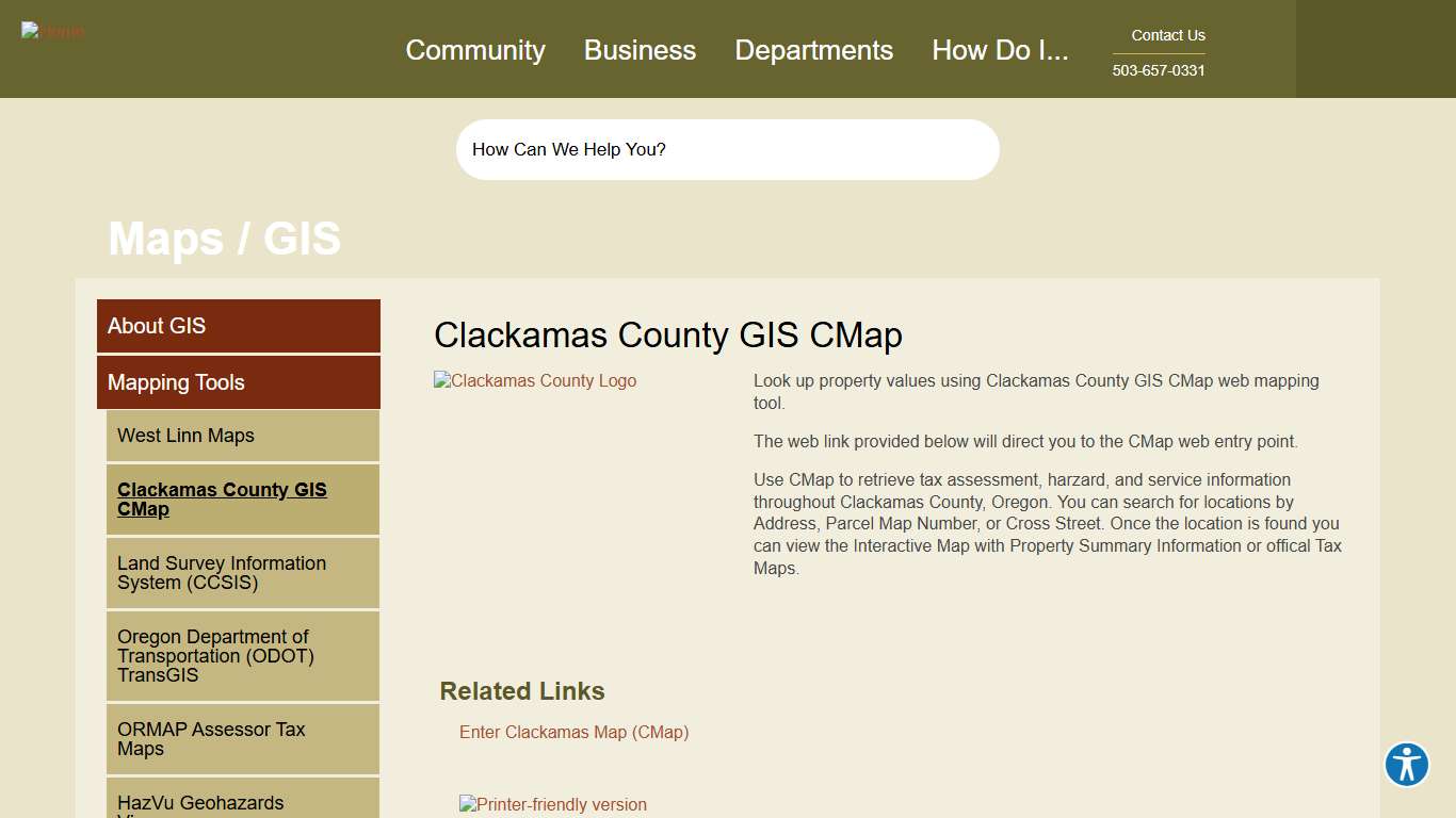 Clackamas County GIS CMap City of West Linn Oregon Official Website