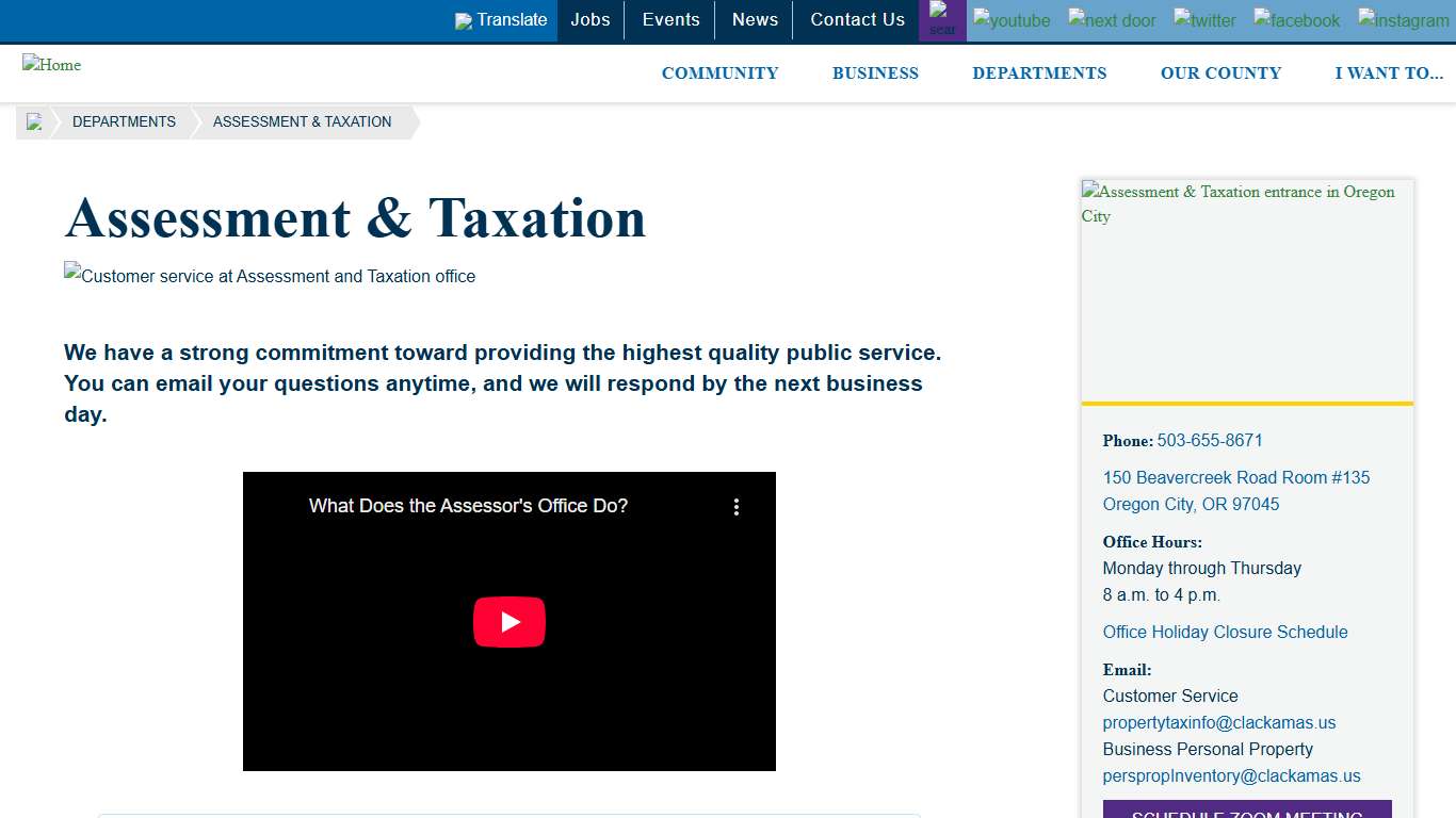 Assessment & Taxation Clackamas County
