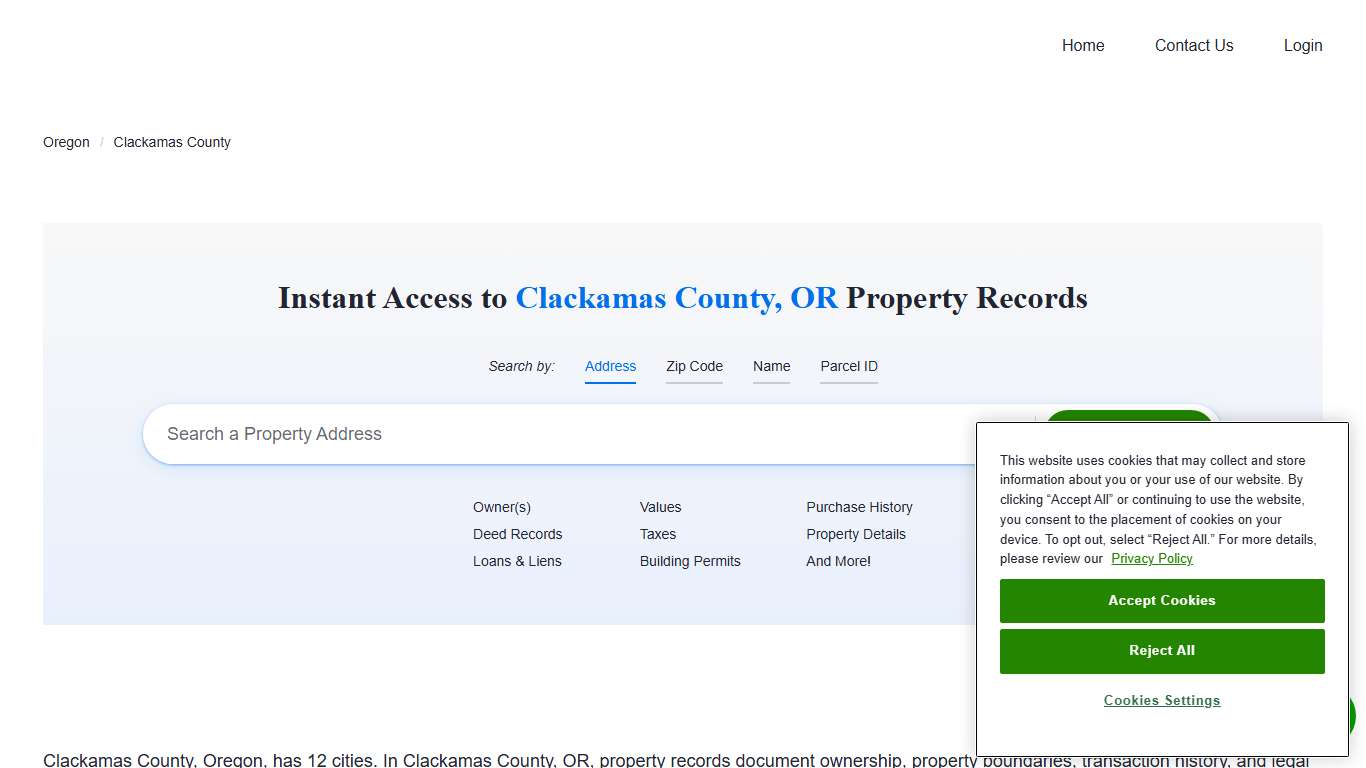 Clackamas County Property Records Owners, Deeds, Permits